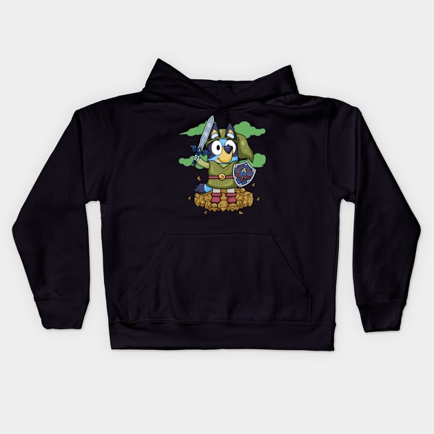 hero bluey cute Kids Hoodie by GapiKenterKali